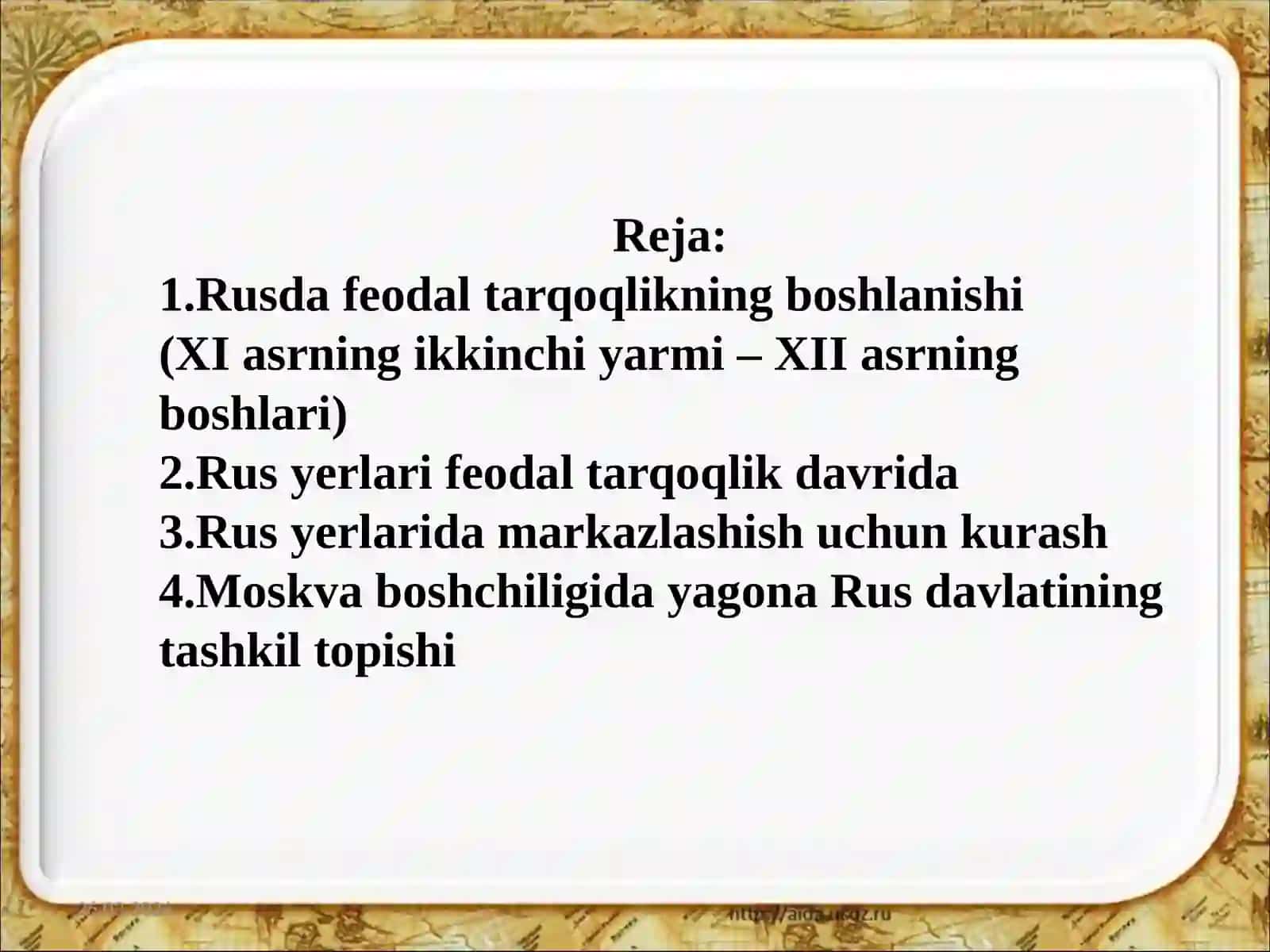 Russiya feodal taraqqiyoti 2
