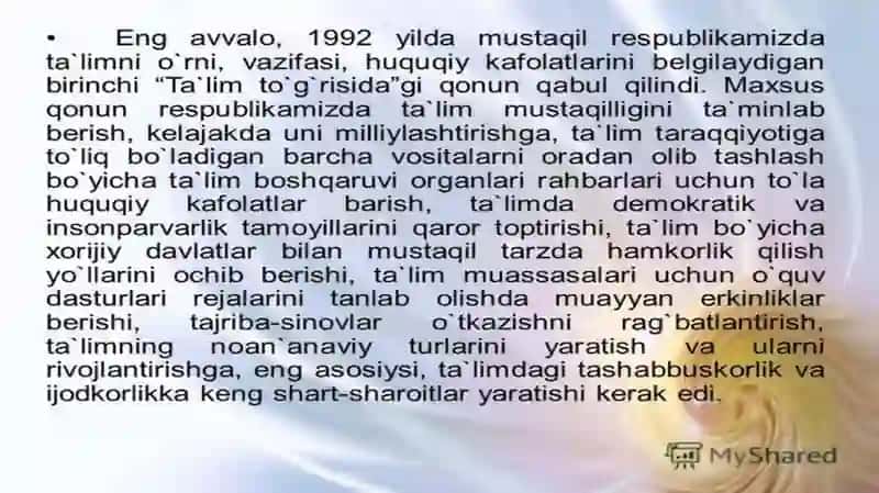 TA'LIM TO'G'RISIDAGI QONUN 2