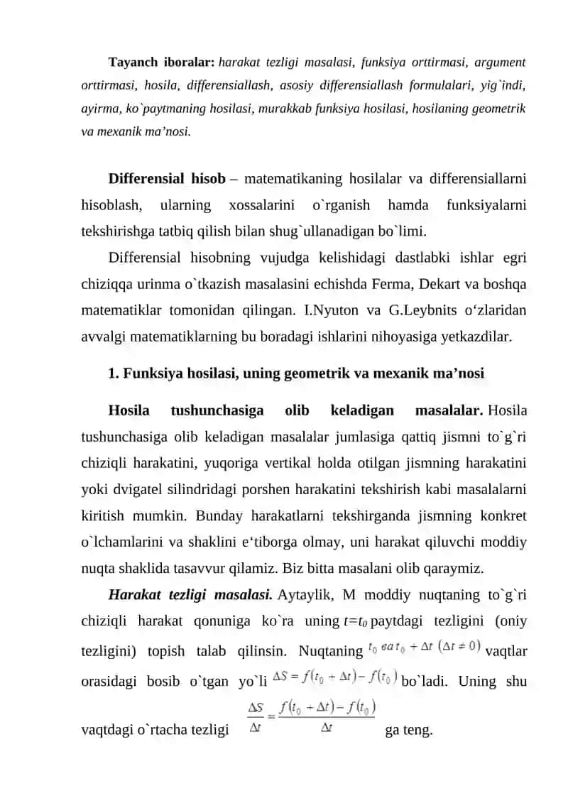 Funksiyaning hosilasi va differensiali 2