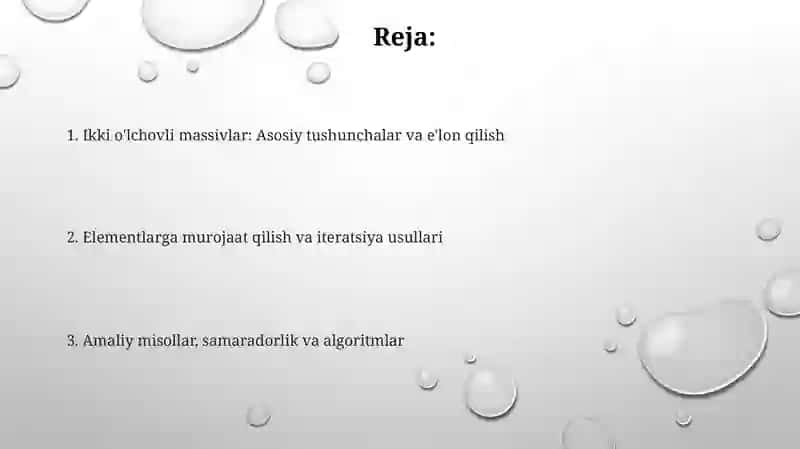 Ikki o'lchovli massivlar 2