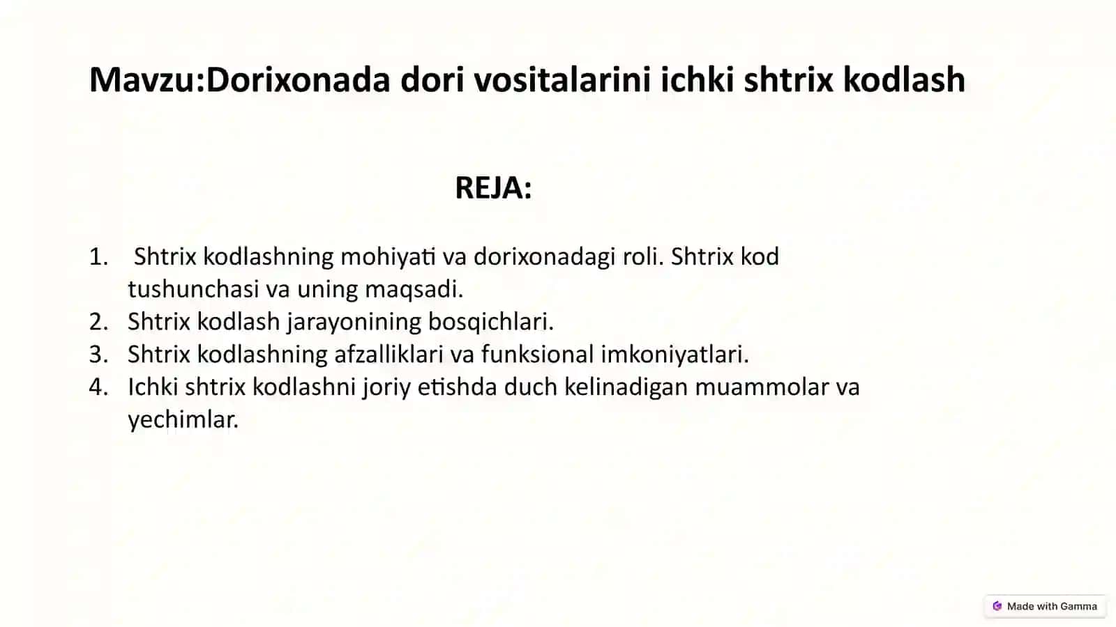 Dorixonada dori vositalarini ichki shtrix kodlash 2