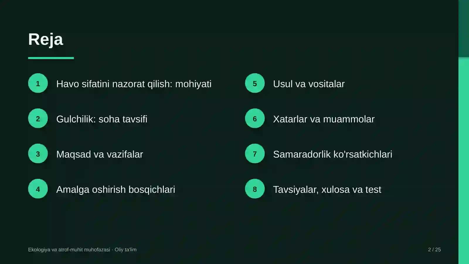 Gulchilikda havo sifatini nazorat qilish 2