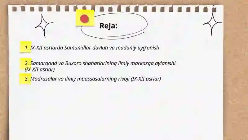 IX-XII asrlarda mamlakatimiz hududida roy bergan madaniy uygonish 2