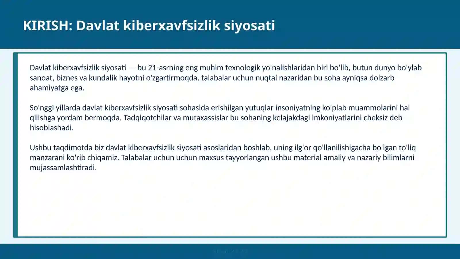 Davlat Kiberxavfsizlik Siyosati 2