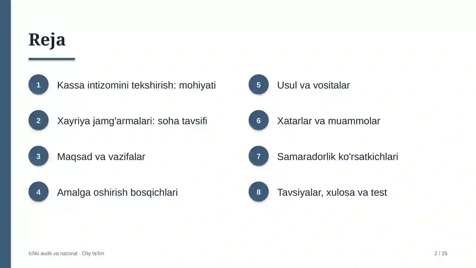 Xayriya jamg'armalarida kassa intizomini tekshirish 2