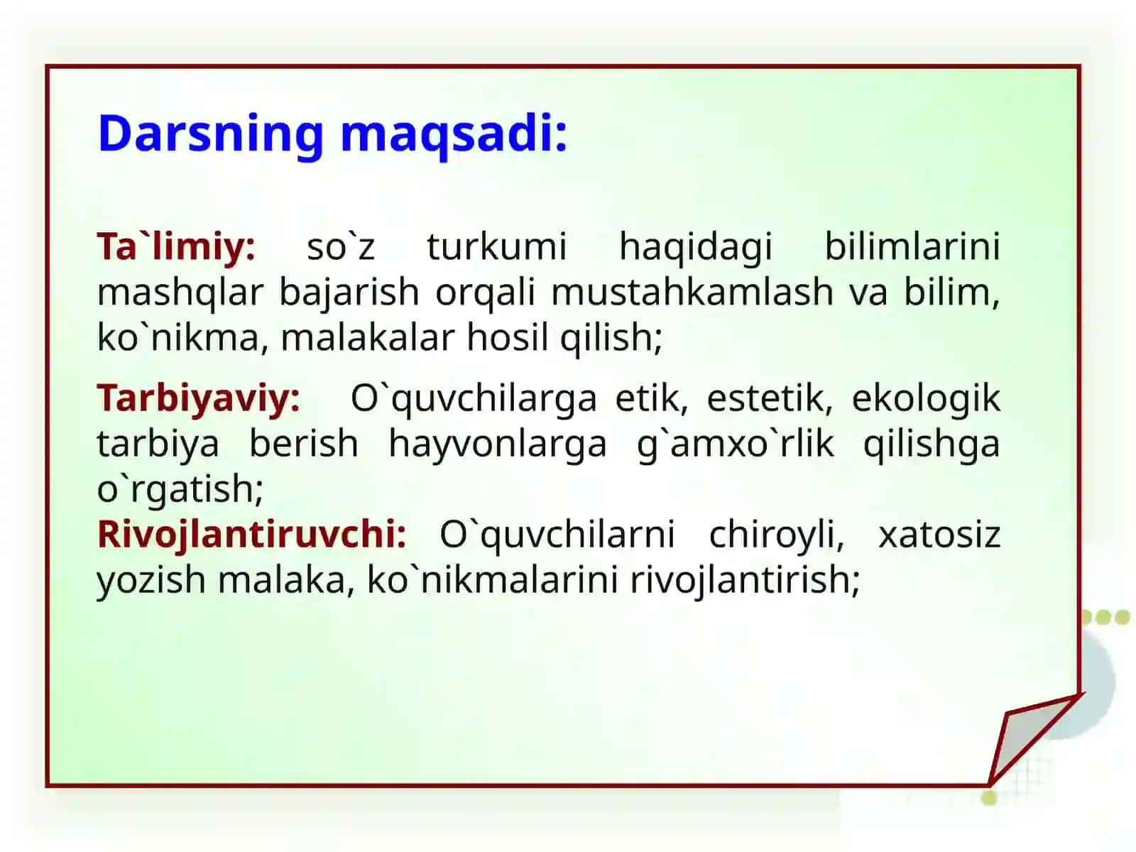 So'z turkumlari  Takrorlash 2