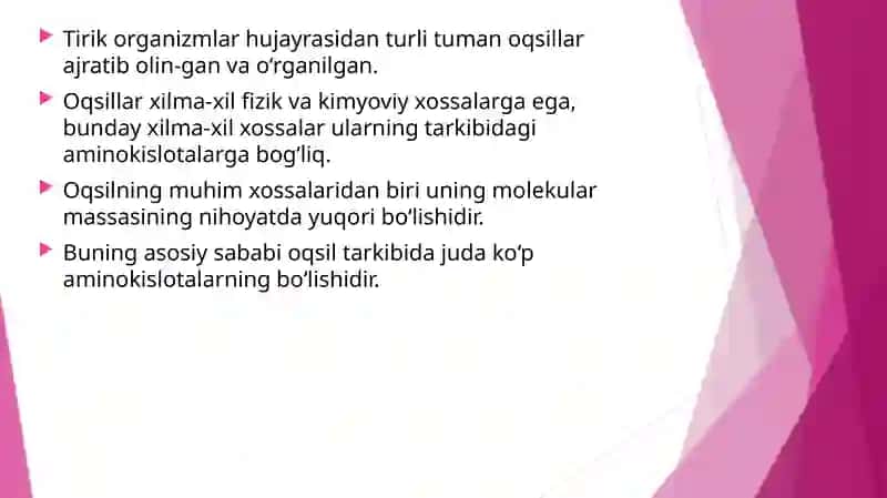 Oqsillarning Xossalari 2