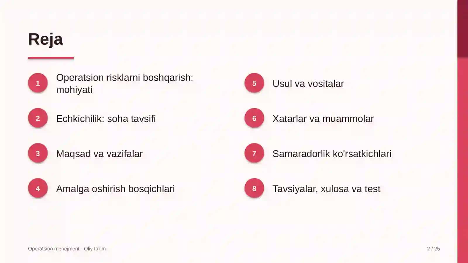 Echkichilikda operatsion risklarni boshqarish 2