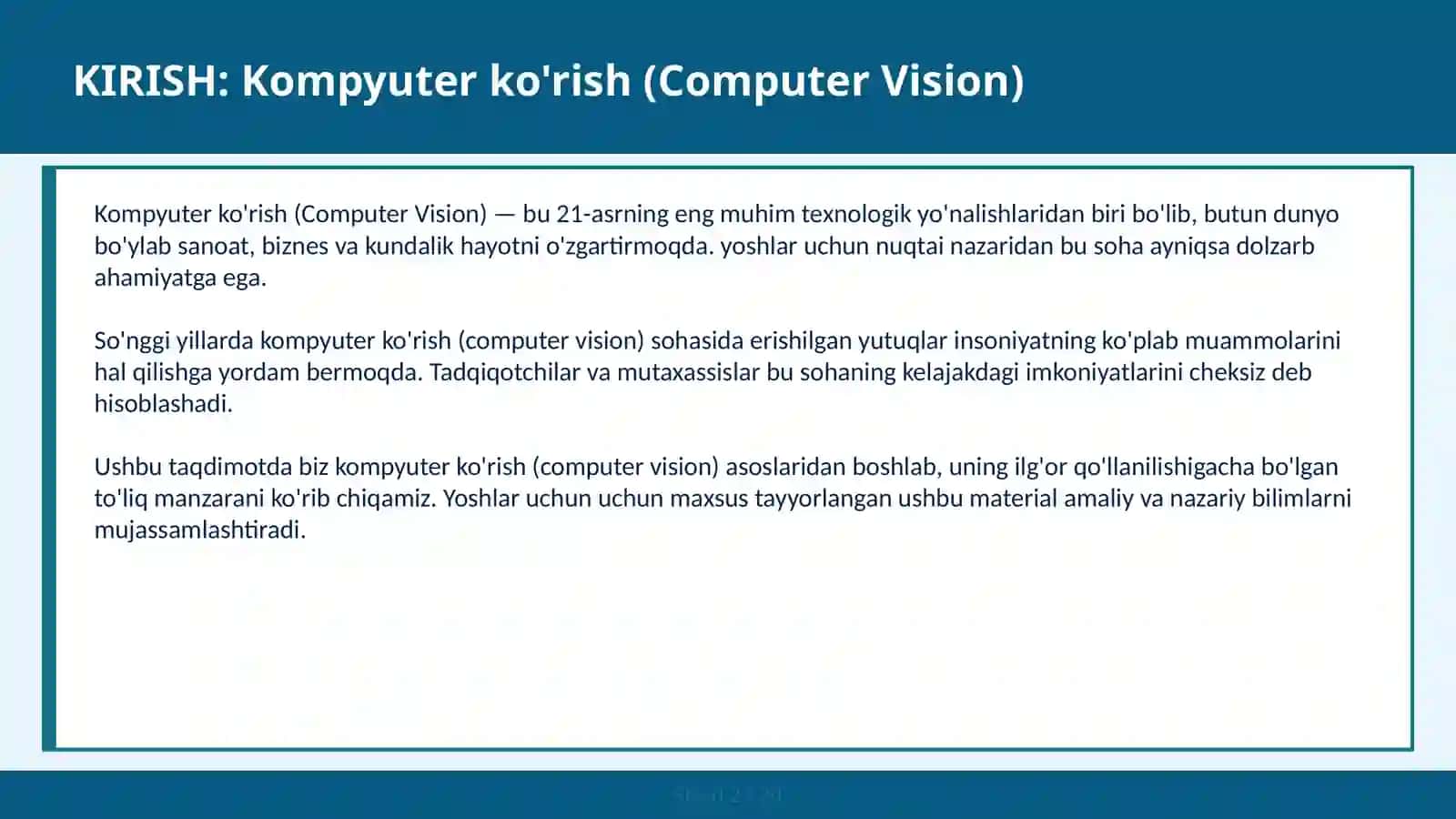 Kompyuter ko'rish (Computer Vision) 2