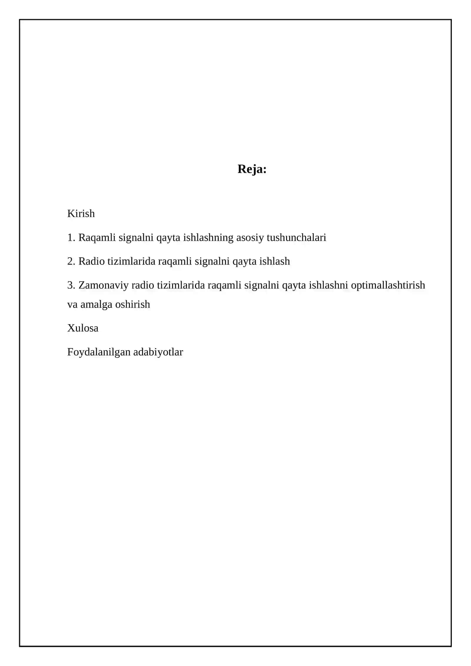 Radiotizimlarda raqamli signalni qayta ishlash asoslari 2