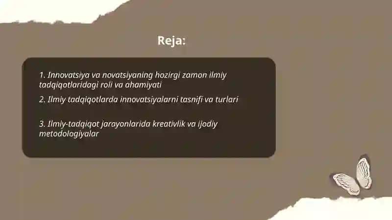 Novatsiya va Innovatsiyalar 2