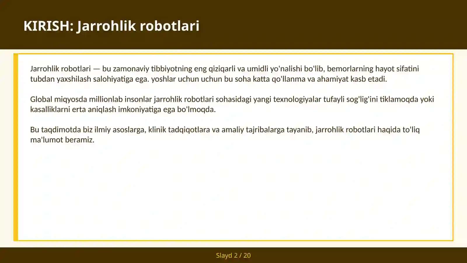 JARROHLIK ROBOTLARI 2