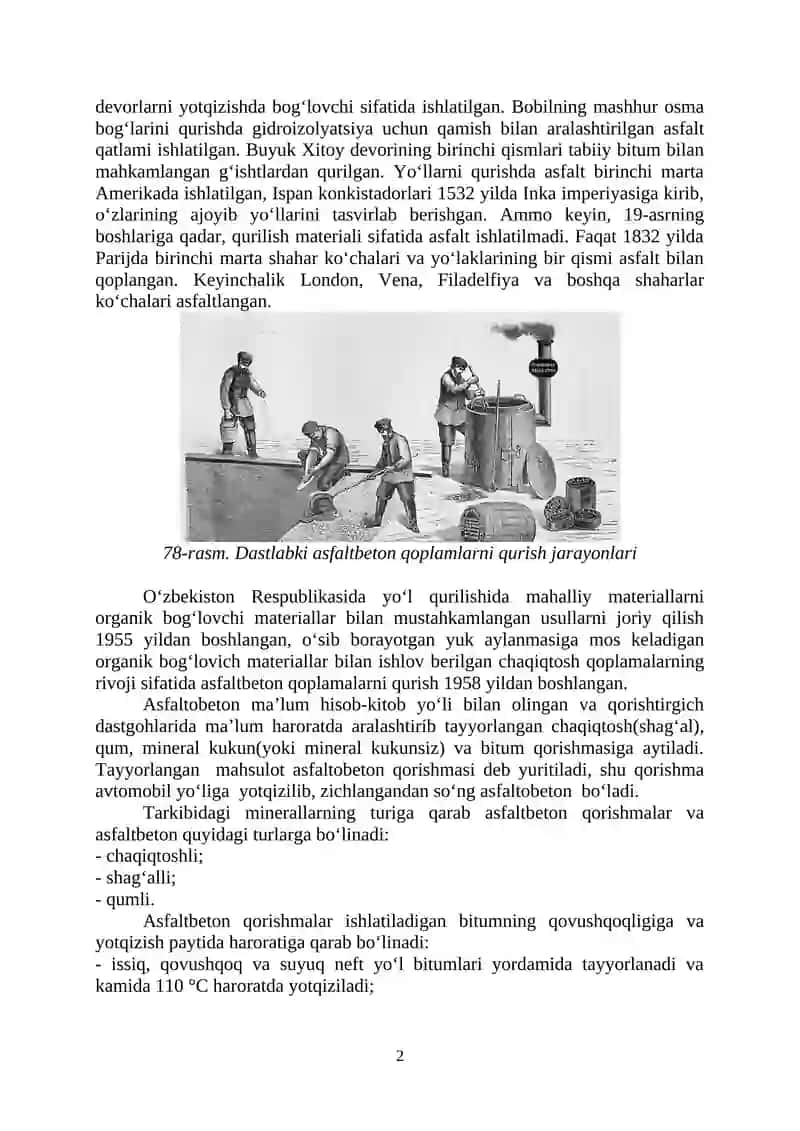 ASFALTBETON VA SEMENTBETON QOPLAMALARINI QURISh 2
