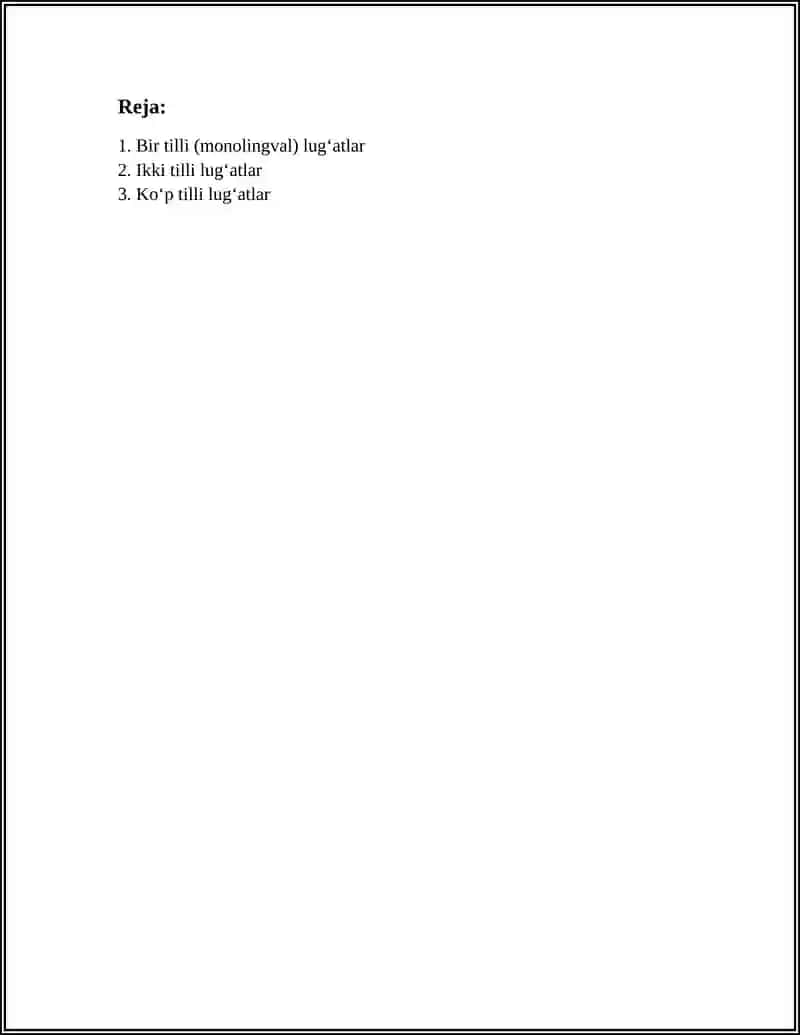 Bir tilli (monolingval) lugʻatlar 2