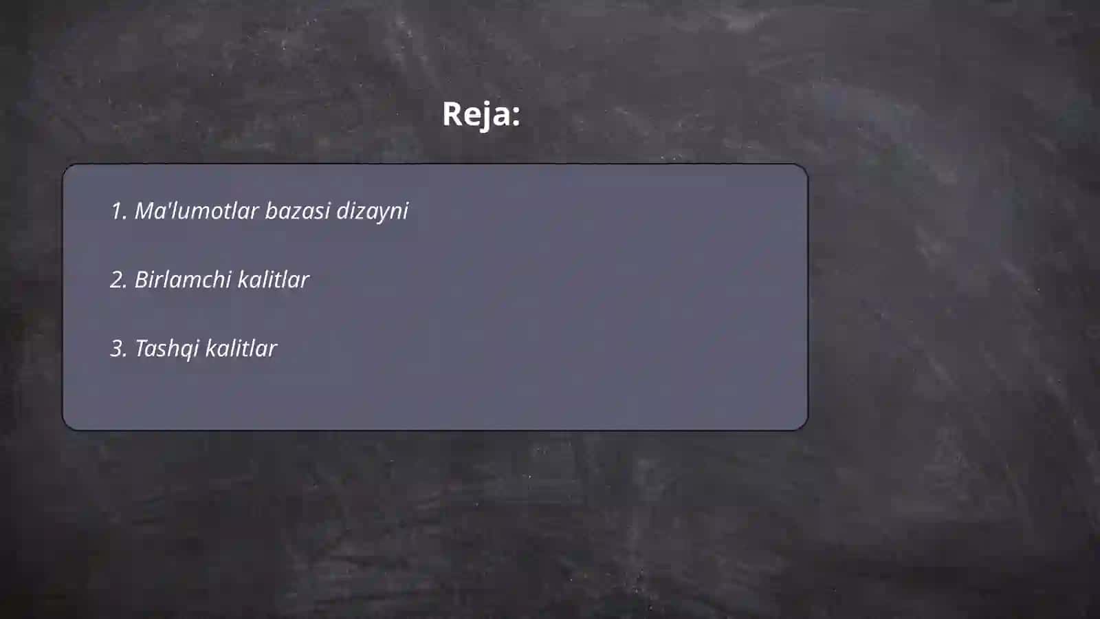 Ma'lumotlar bazasi dizayni 2