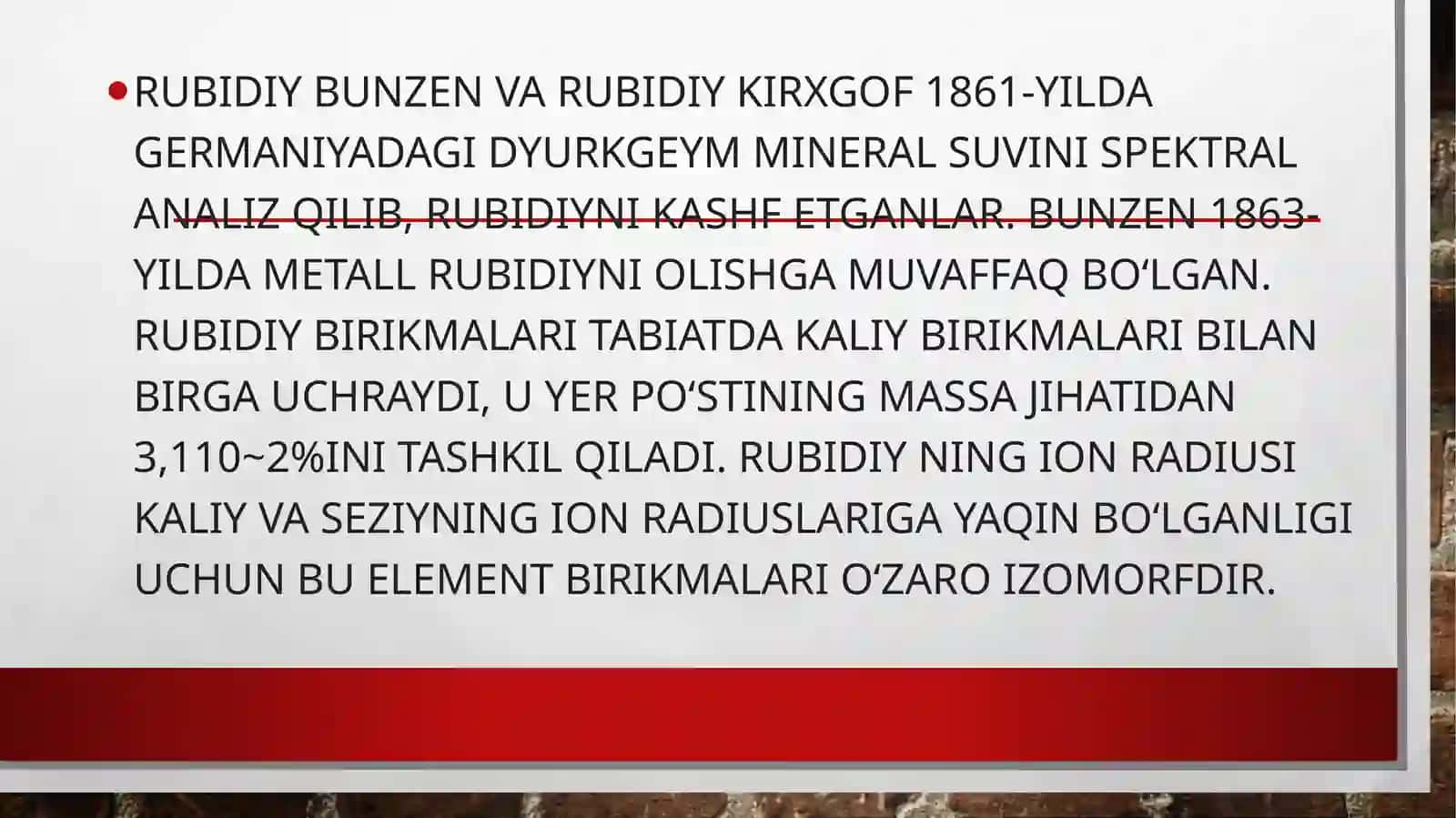 Rubidiy va ishlash sohalari 2