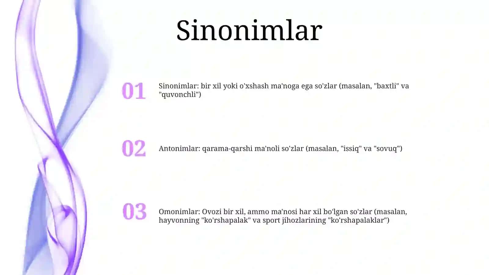 Sinonimlar, Antonimlar, Omonimlar 2