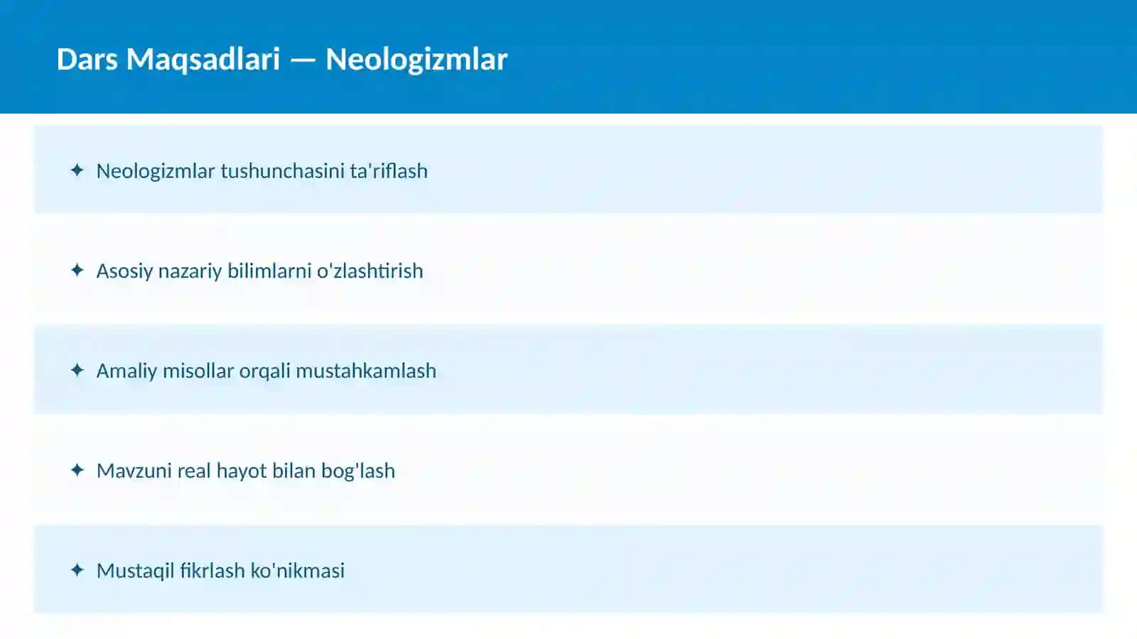 O'ZBEK TILI Arxaizmlar Dars Ishlanma 2