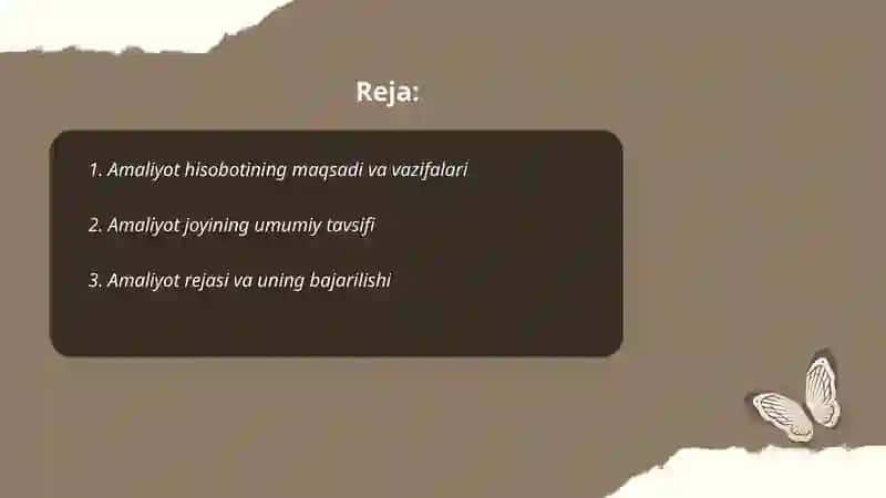 Amaliyot hisoboti 2