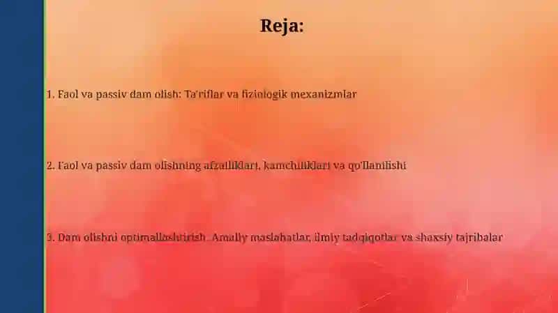 Faol va sust dam olish 2