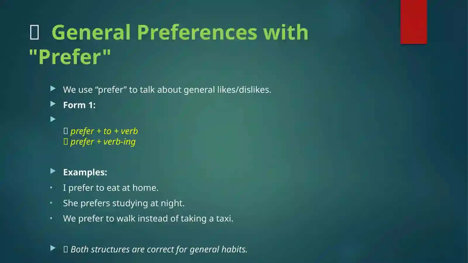 General Preferences with "Prefer" 2