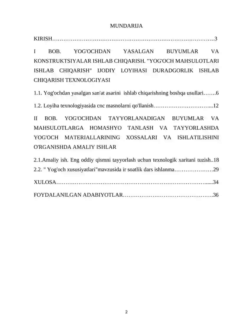 YOG'OCHDAN TAYYORLANADIGAN BUYUMLAR VA MAHSULOTLARGA HOMASHYO TANLASH VA TAYYORLASHDA YOG'OCH MATERIALLARINING XOSSALARI VA ISHLATILISHINI O'RGANISH 2