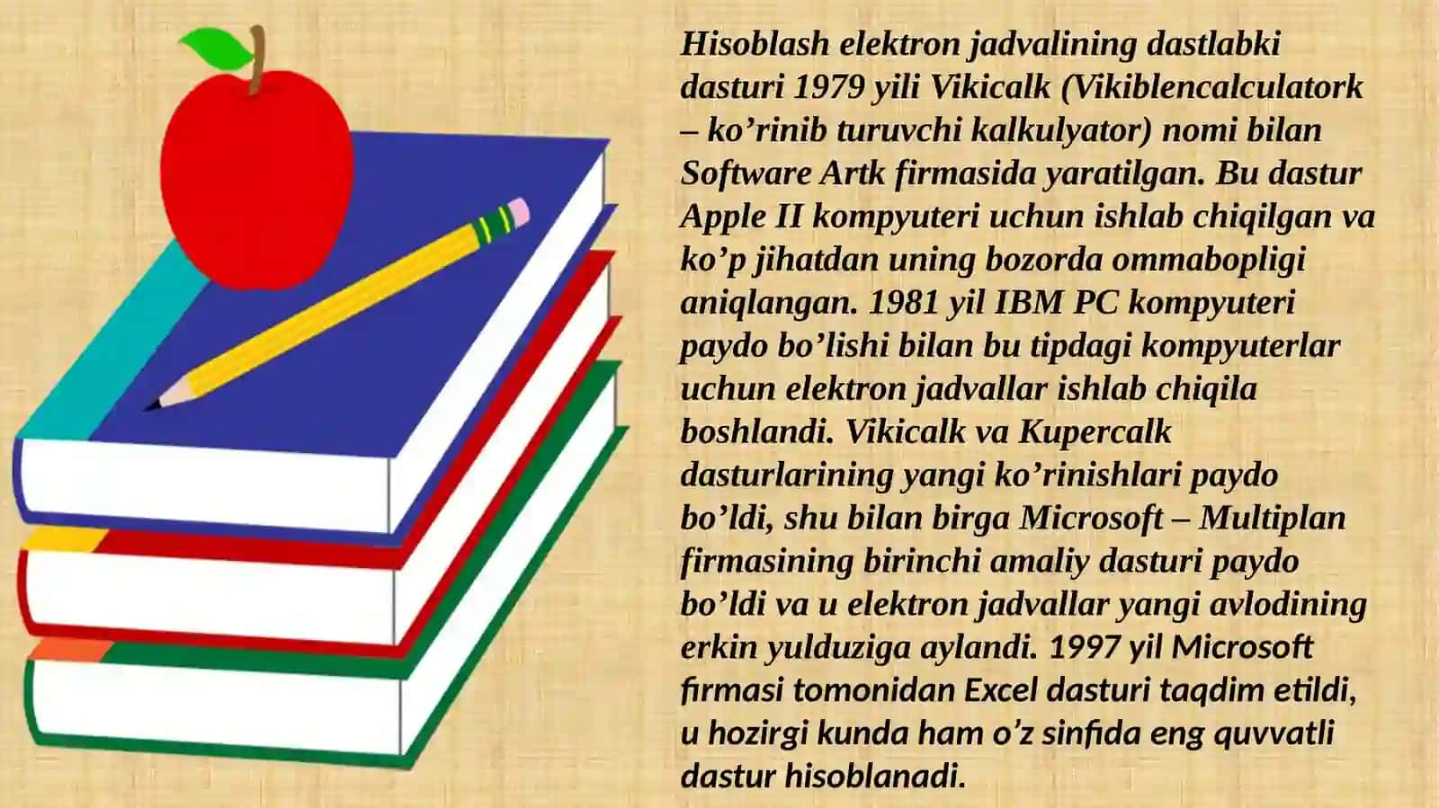 Elektron jadvalning imkoniyatlari 2