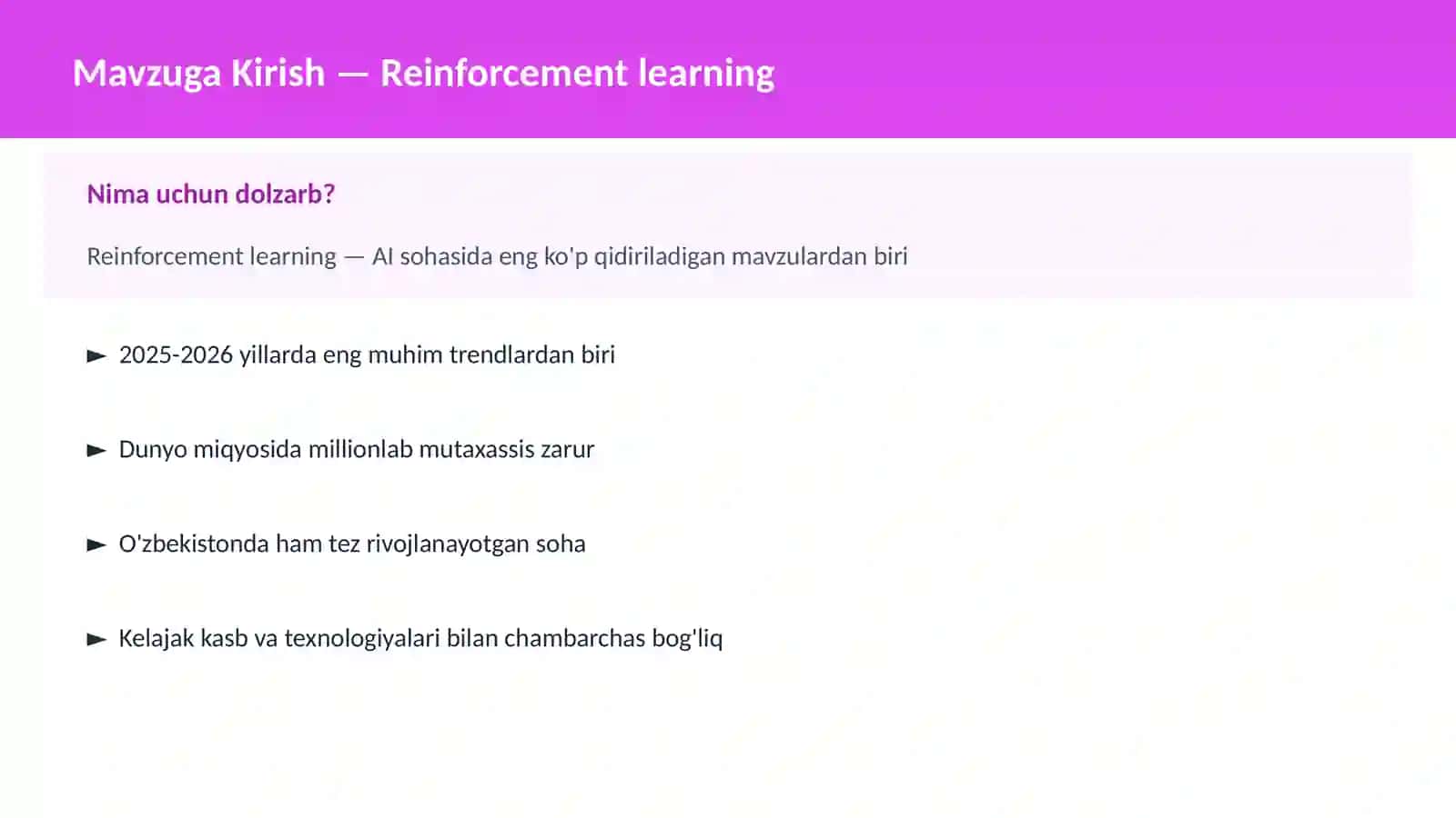 Reinforcement learning 2