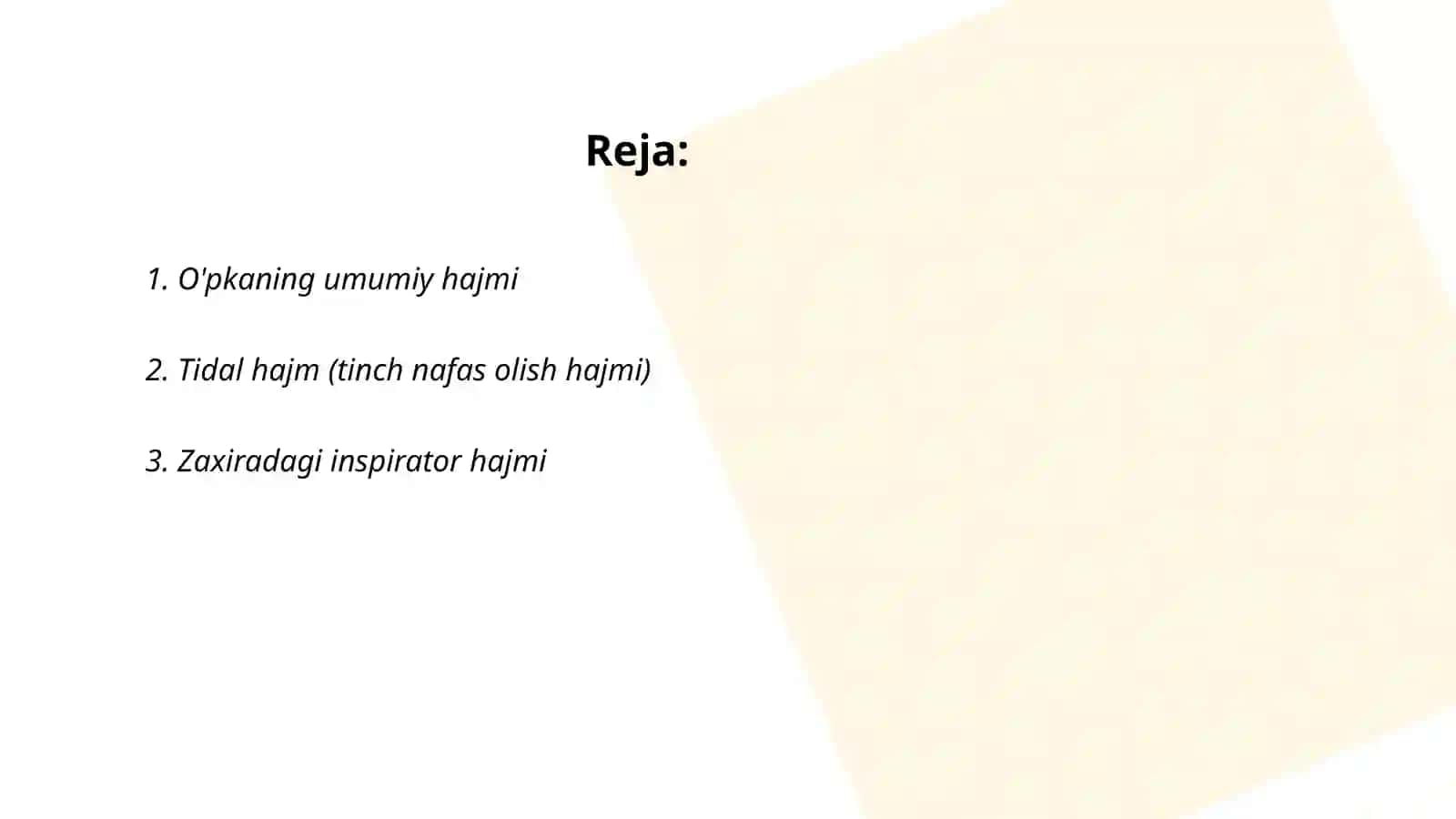 O'pkaning tiriklik sig'imining kamponetlorini tinch holatda va jismoniy ishdan keyin aniqlash 2