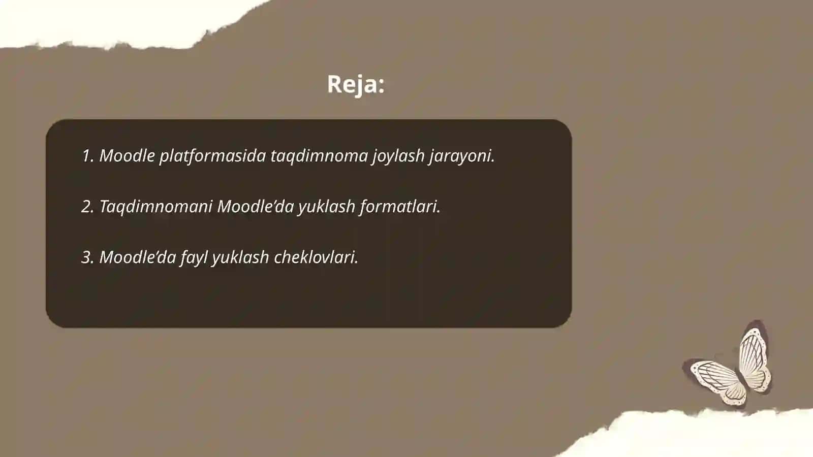 Moodle platformasida taqdimnoma joylashni o'rganish 2