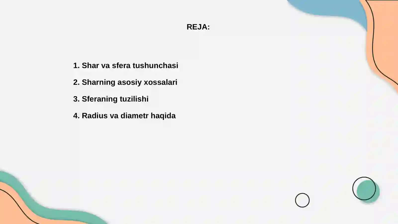 Shar va sfera tushunchasi 2