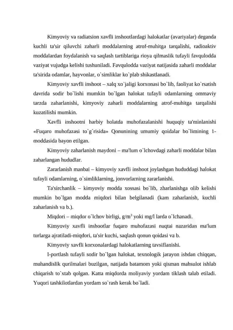 KIMYOVIY VA RADIATSION XAVFLI HOLATLARDA AXOLINI HARAKATLANISH QOIDALARI 2