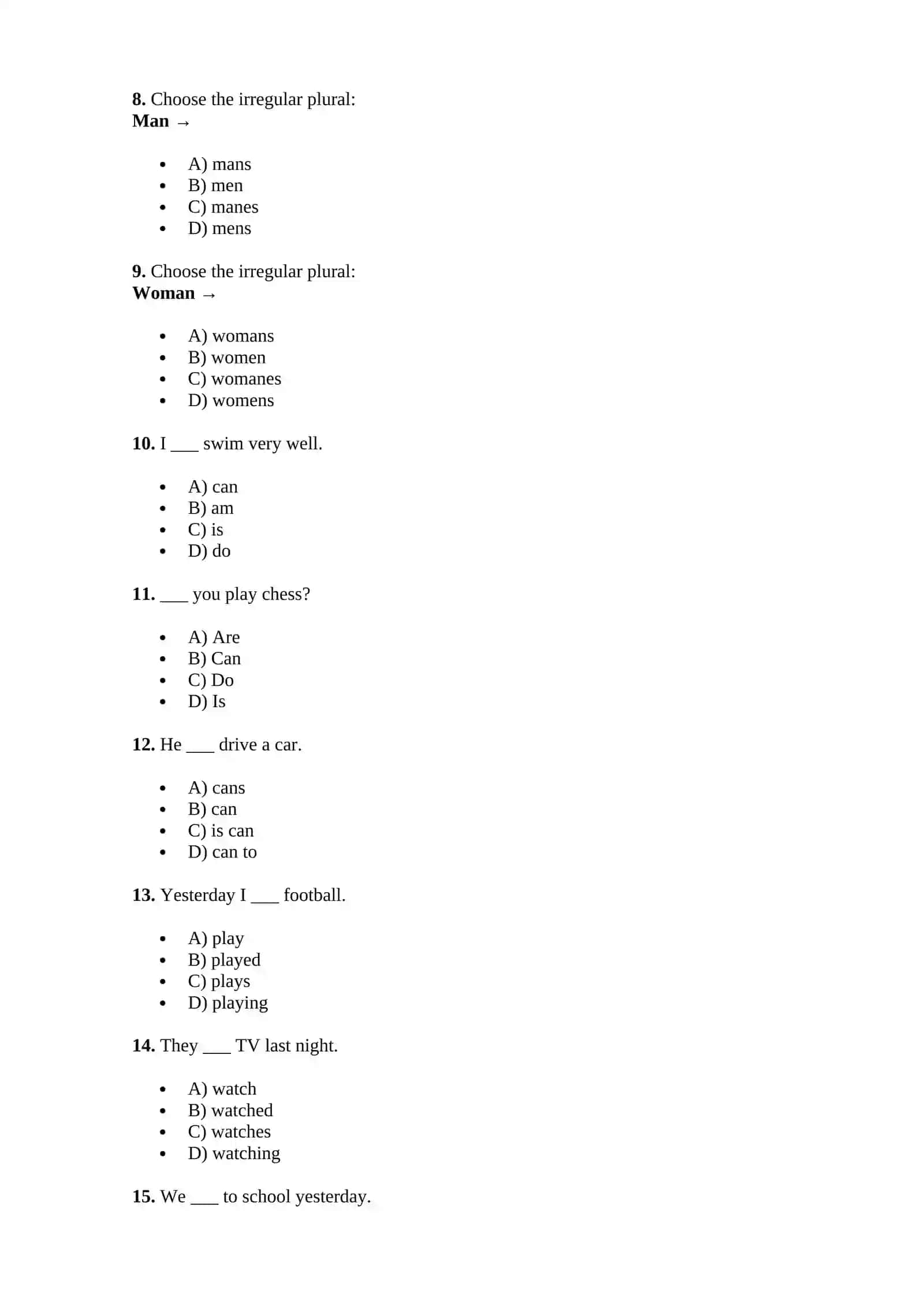 Choose the correct word 2