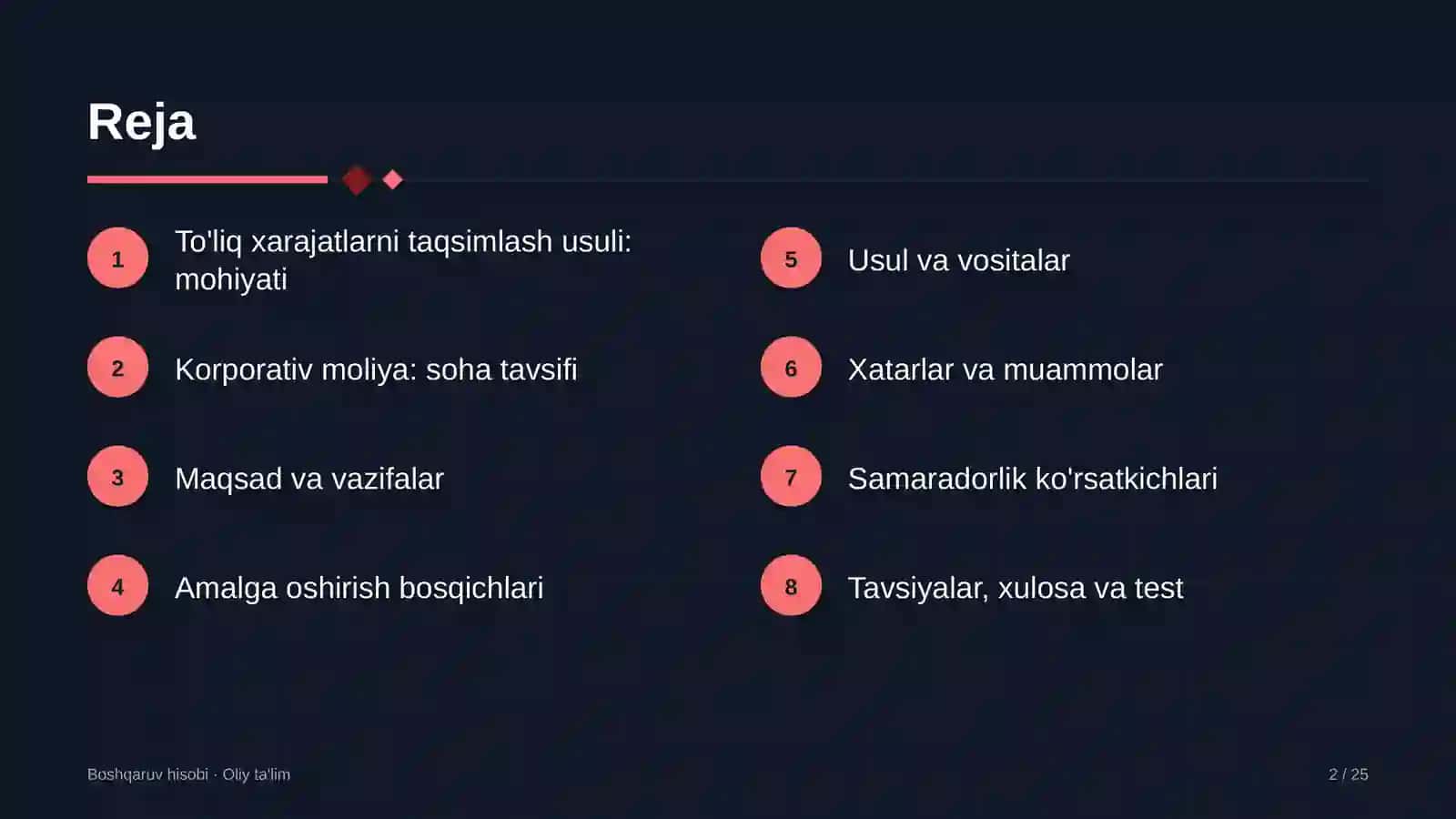 Korporativ moliyada to'liq xarajatlarni taqsimlash usulini qo'llash 2