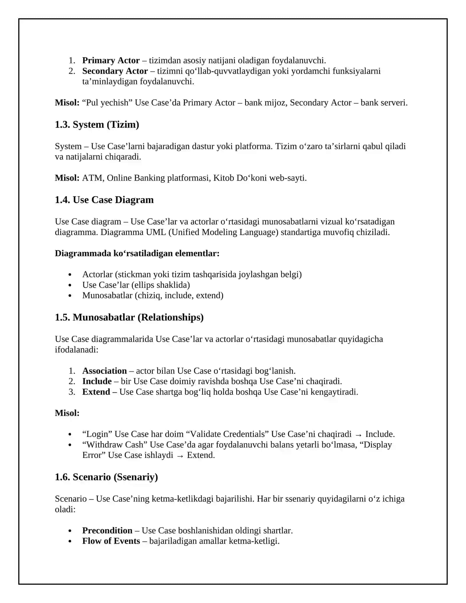 Use Case diogrammasi 2