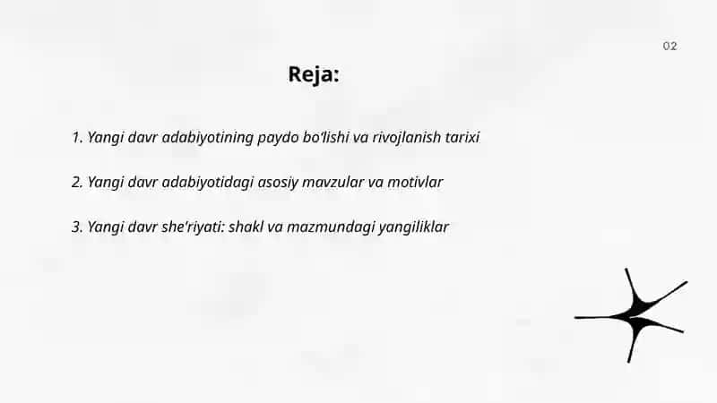 Yangi davr adabiyotlari 2