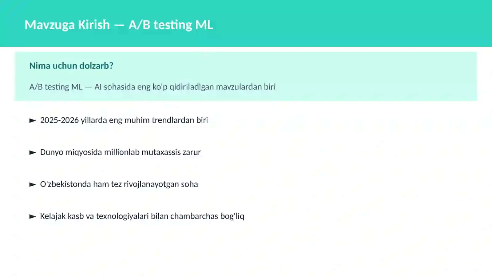 A/B testing ML 2