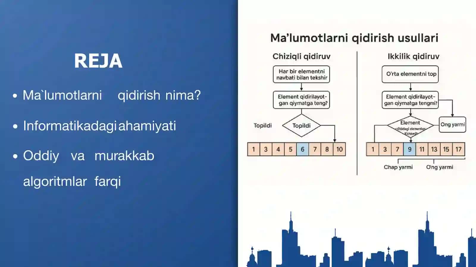Malumotlarni qidiruv usullarini algoritmlarini qidirish 2