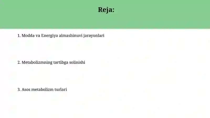 Modda va Energiya Almashinuvi 2