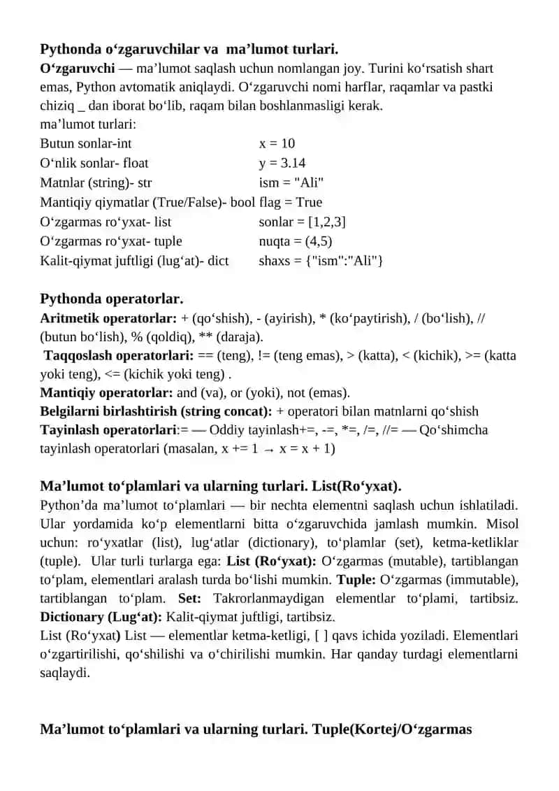 Python dasturlash tili sintaksisi 2