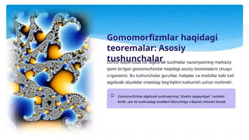 Gomomorfizmlar haqidagi teoremalar 2