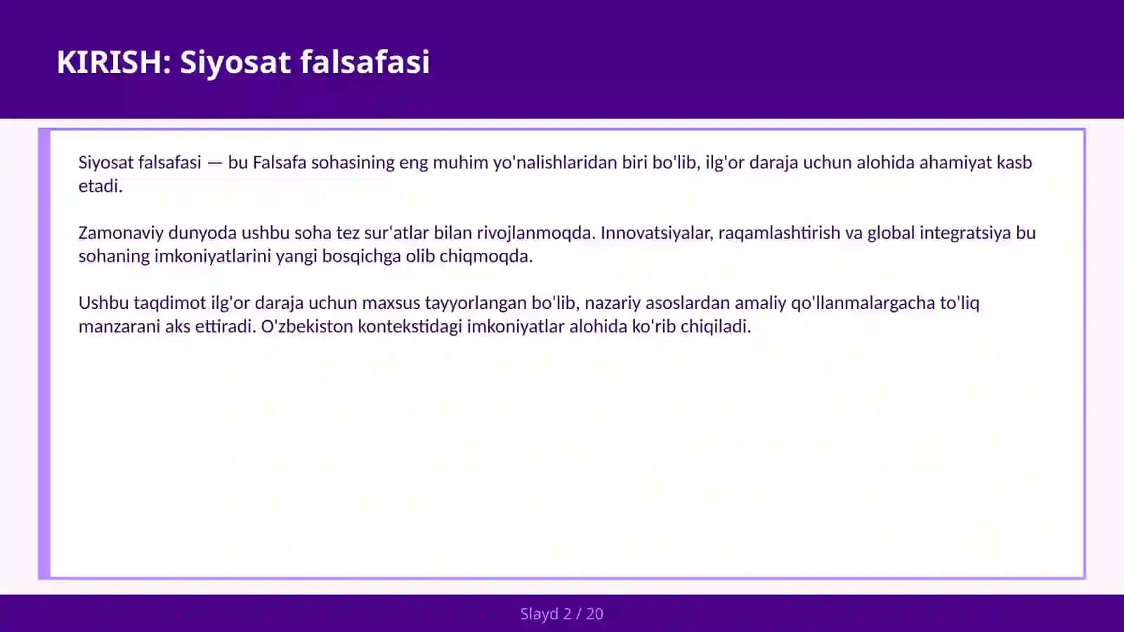 Siyosat Falsafasi 2