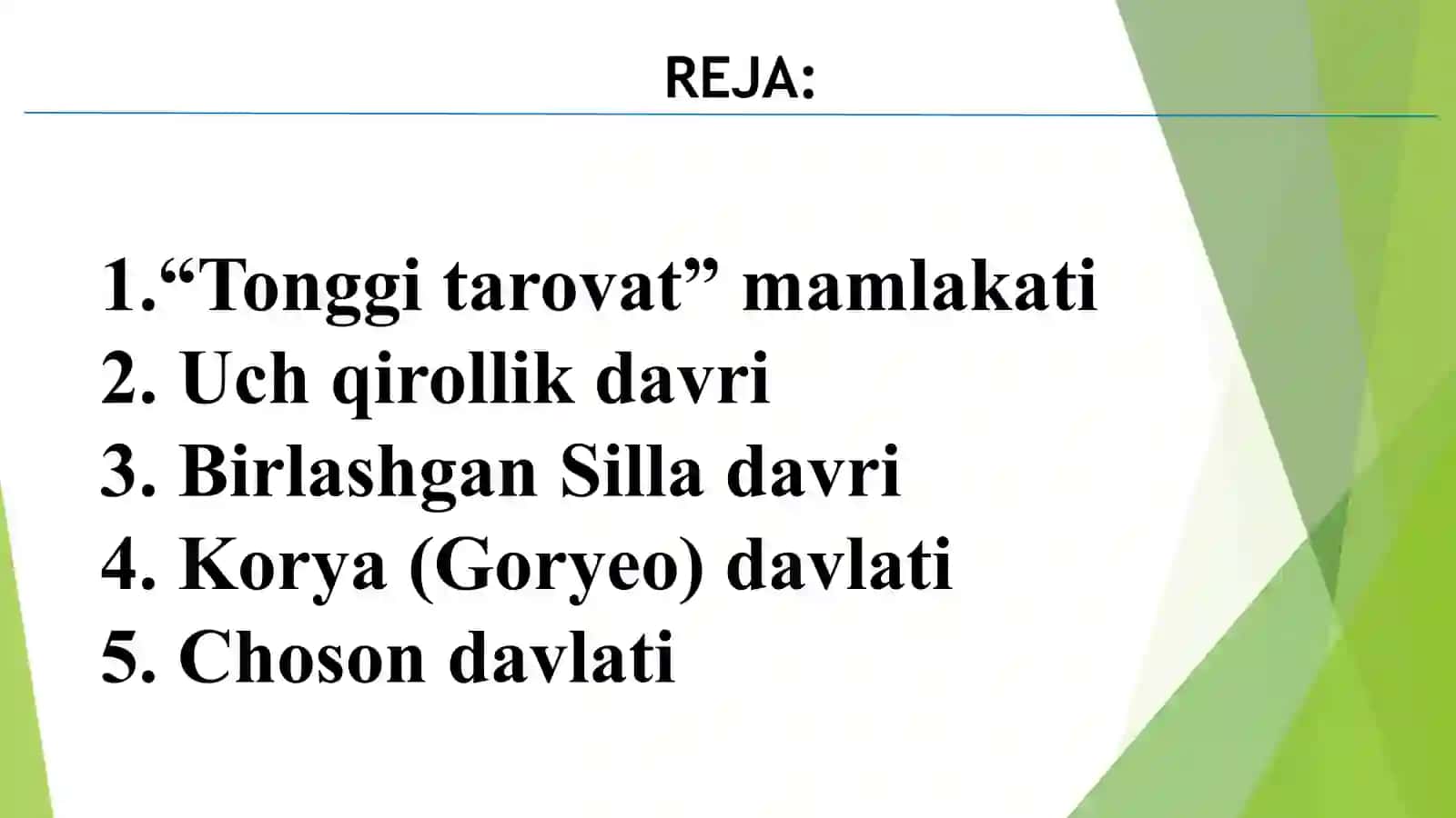 "Tonggi tarovat" mamlakati 2
