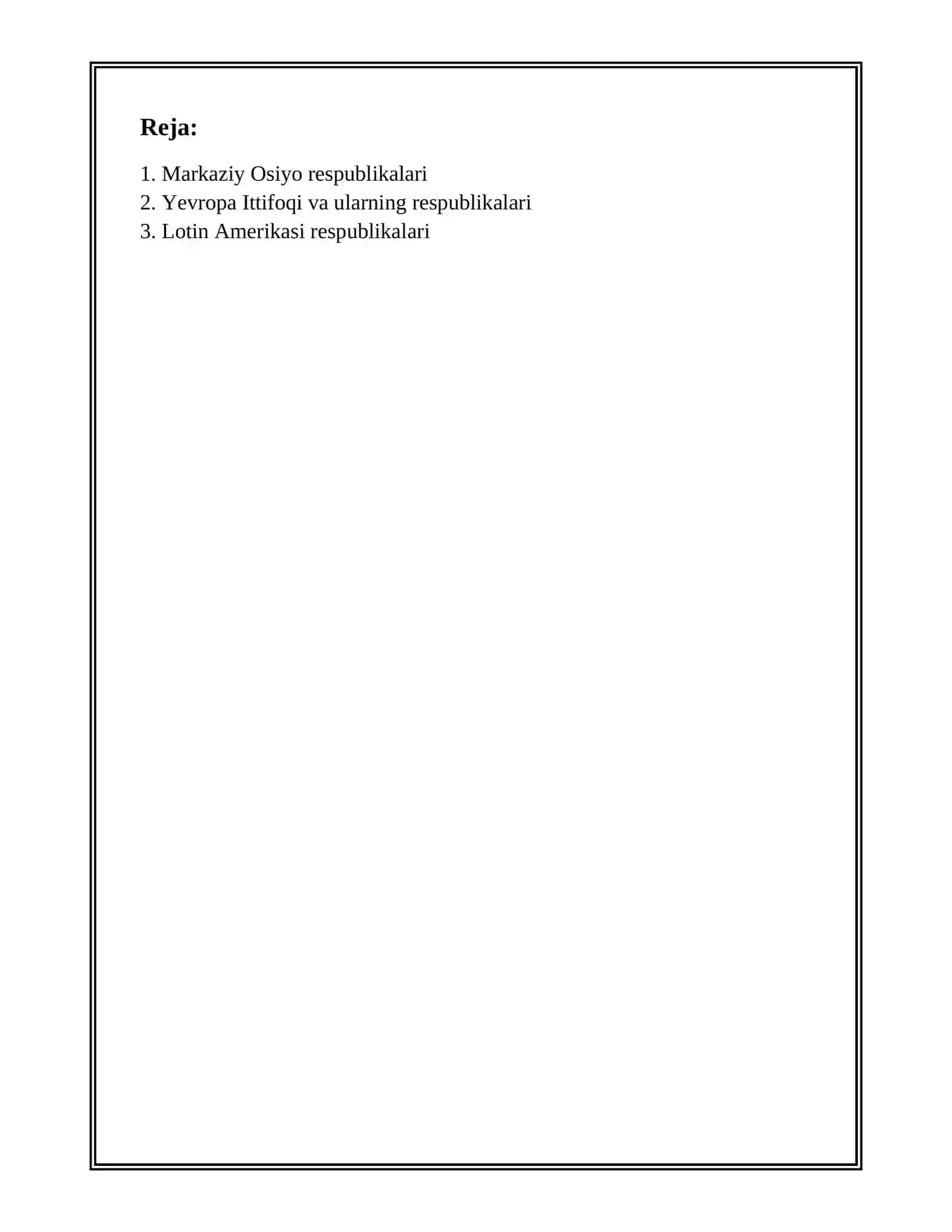 DUNYO SIYOSIY XARITASIDAGI RESPUBLIKALAR 2