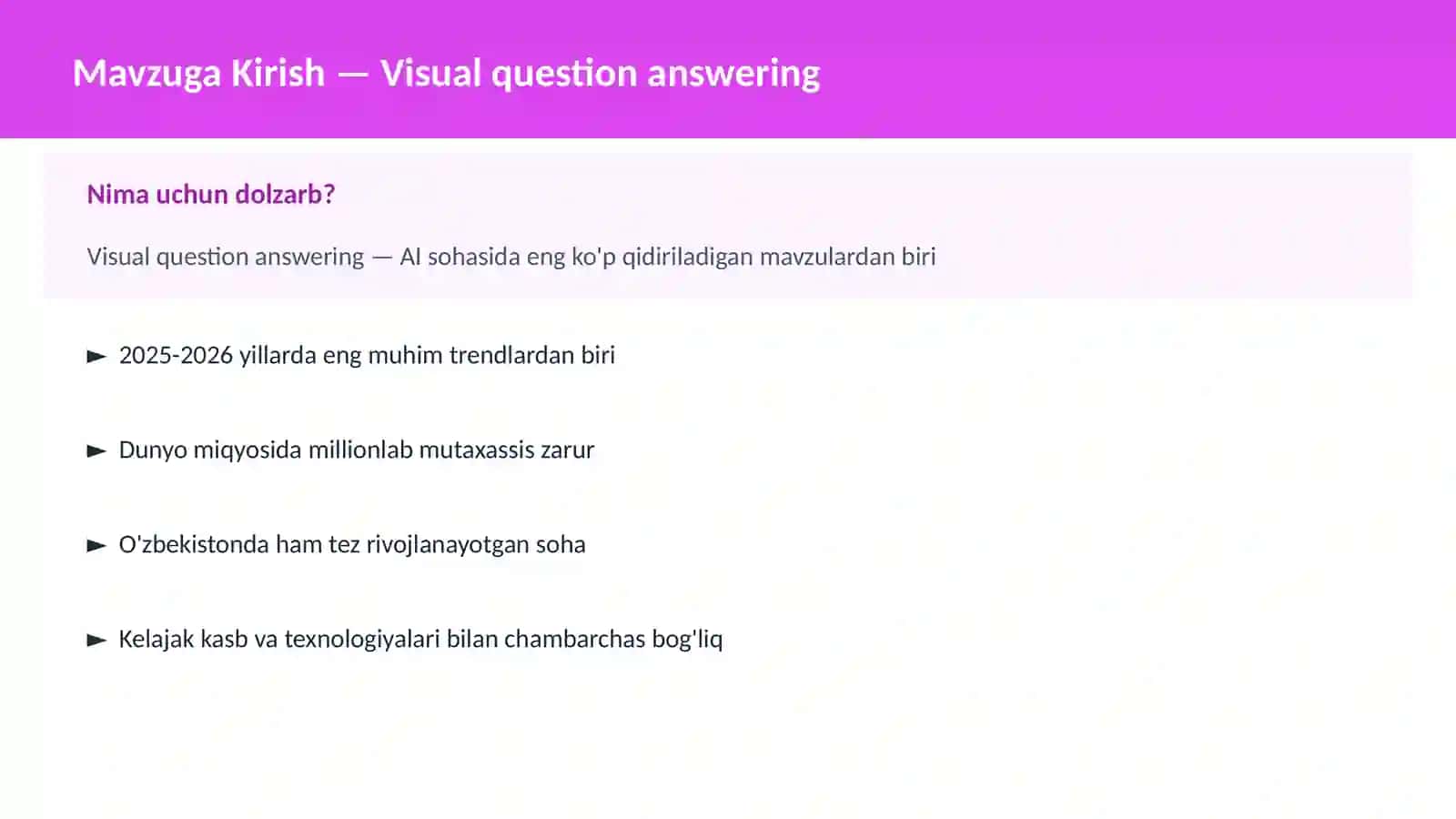 Visual question answering 2