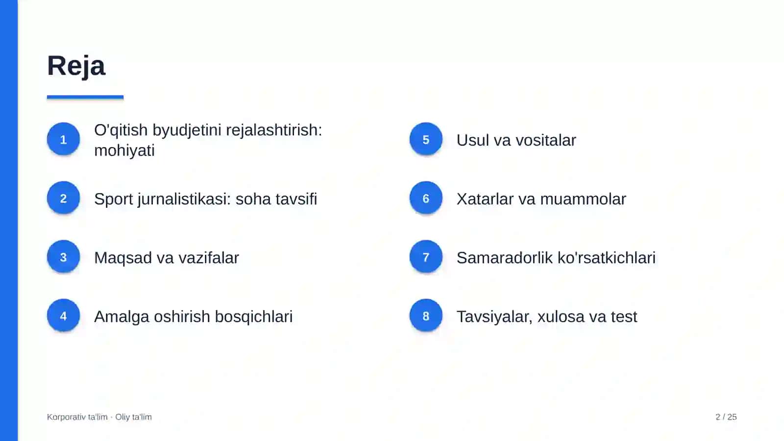 sport jurnalistikasida o'qitish byudjetini rejalashtirish 2509 2