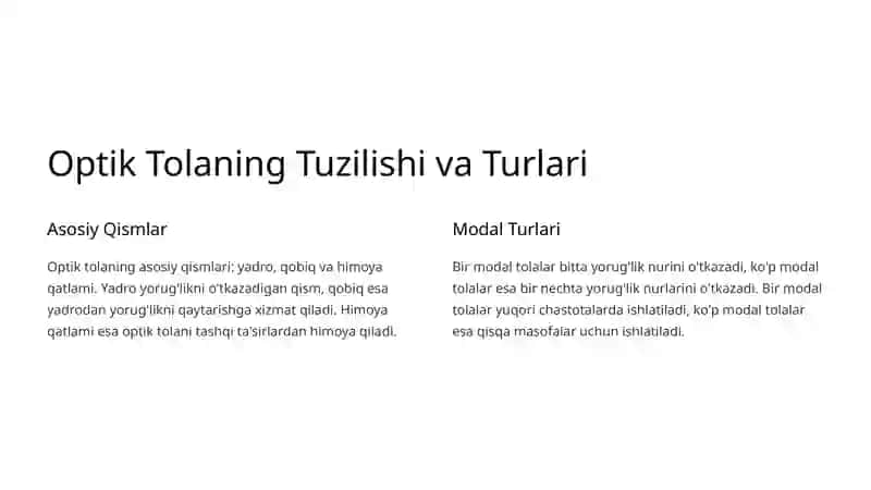 Optik Tolali Tizimlar: Kirish 2
