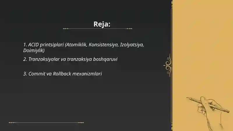 SQL da ma'lumotlar konsistensiyasi 2
