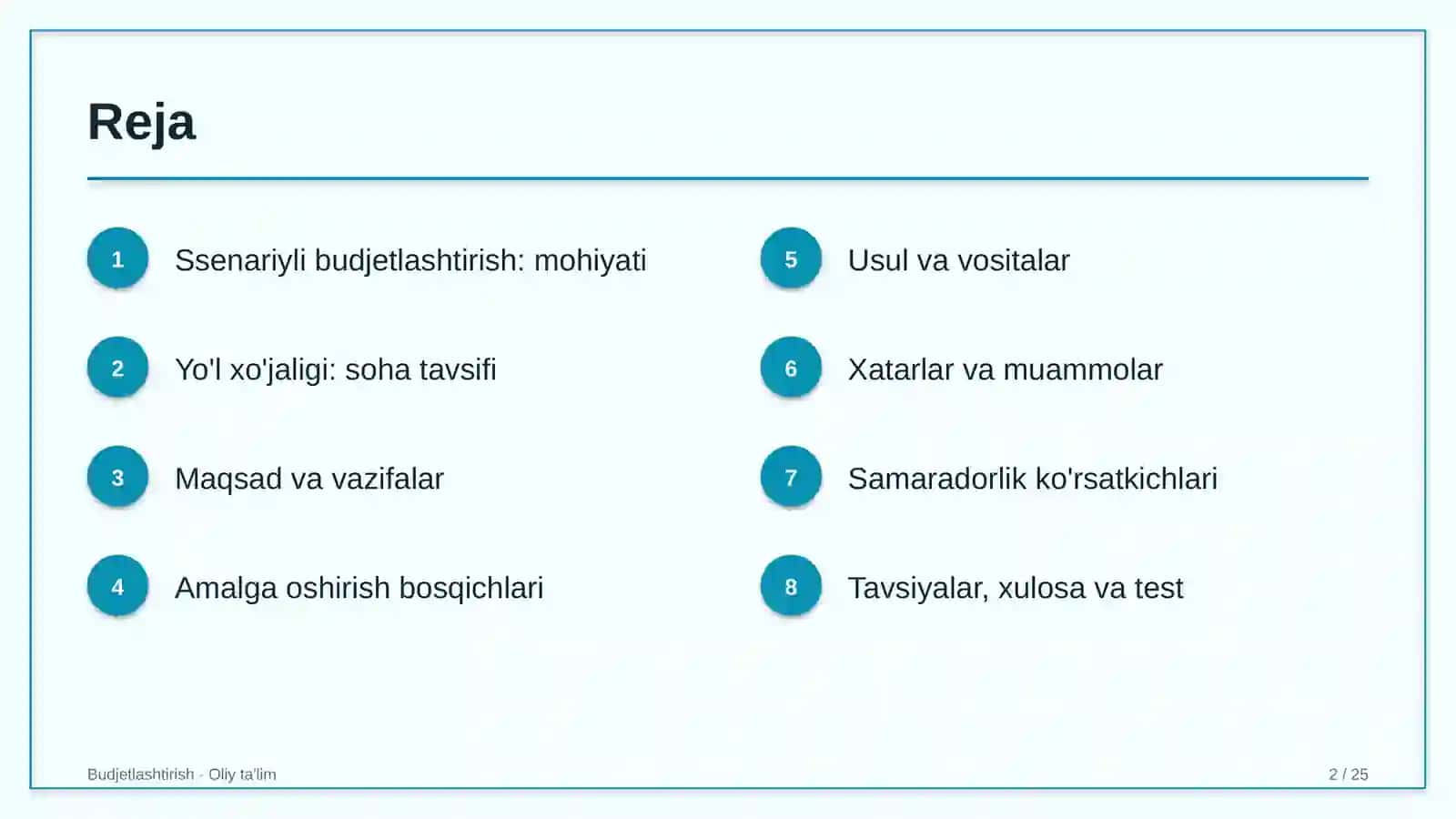 yo'l xo'jaligida stsenariyli budjetlashtirish 2858 2