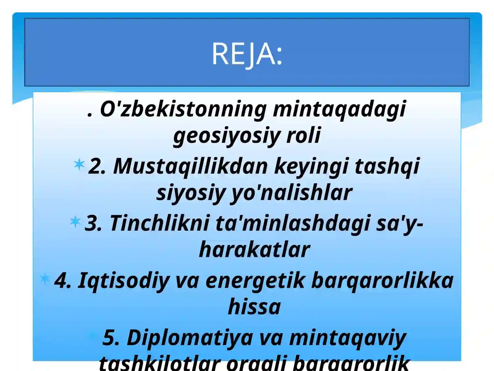 O‘zbekistonning ENG YANGI TARIXI FANIDAN 2